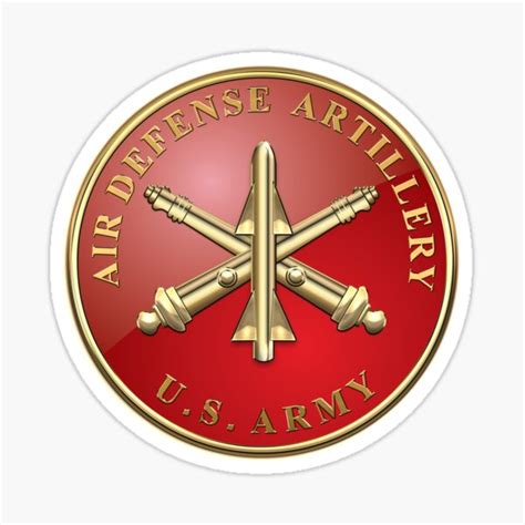 Air Defense Artillery Ada Branch Insignia Over Blue Velvet Sticker