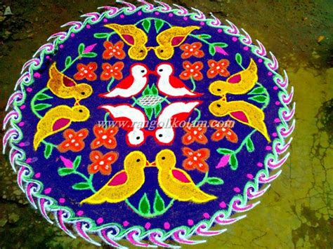 16 8 8 Strignt Line Doted Birds Kolam Rangoli Kolams