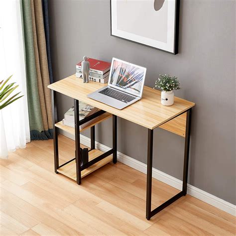 Computer Desk 394 Small Spaces Writing Desk With Storage Shelves For