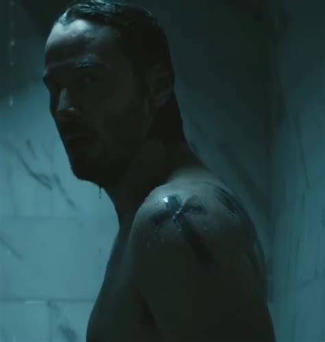 John Wick 2014 With Keanu Reeves Left Shoulder Tattoo Of A Cross