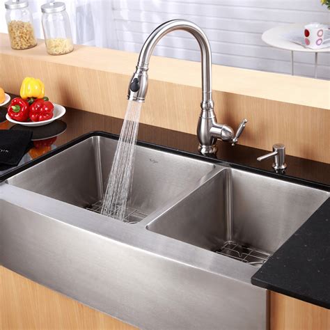 Kraus Farmhouse 36 6040 Double Bowl Kitchen Sink And Reviews Wayfair