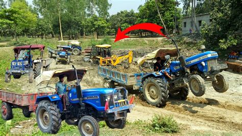 New Jcb 3dx Backhoe Over Load Sonalika Tractor Stuck In Swaraj