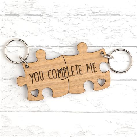 You Complete Me Jigsaw Puzzle Piece Keyring Set Valentines Day Etsy