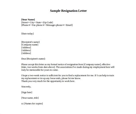 6 Job Resignation Letter Templates Free Pdf Word Format Download
