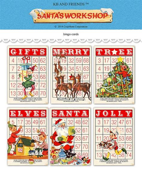 Digital Christmas Bingo Cards Santa And His Elves By Kbandfriends 3