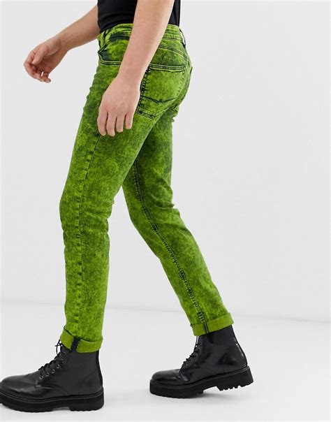 Asos Skinny Jeans In Acid Wash Lime Green In Green For Men Lyst
