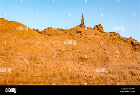 Lots Wife Pillar Of Salt Rock Formation Biblical Representation Dead
