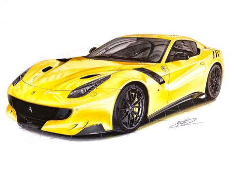 Ferrari F12 Tdf Yellow Super Cars Car Drawings Car Painting