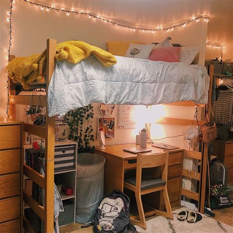 College Dorm Lofted Bed Ideas