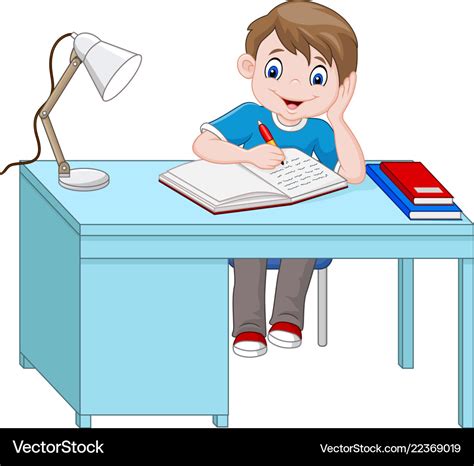 Cartoon Little Boy Studying Royalty Free Vector Image