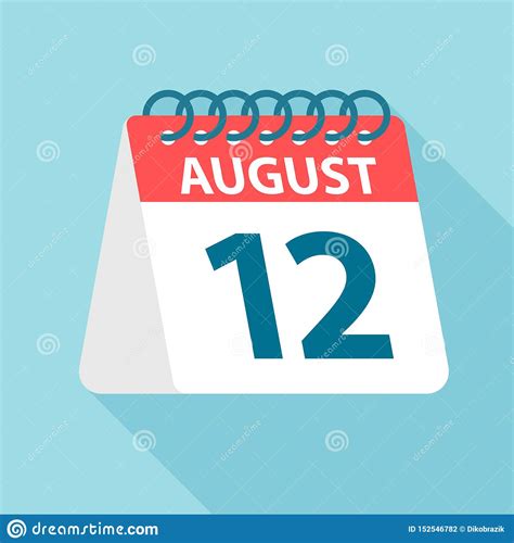12 August Kalender Ikone Vektorillustration Von Einem Tag Des Monats