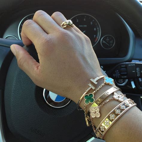 Vca Sweet Alhambra Bracelet With Cartier Love Cuff Luxury Jewelry Cartier Love Ring Van