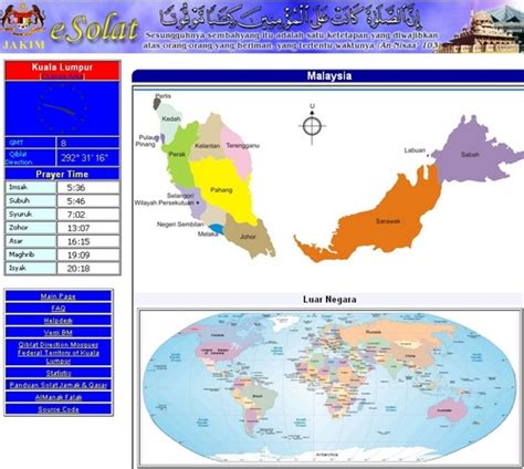 Prayer (salah, salat) times in johor, tangkak and qiblah direction. e-Solat - Muslim Prayer Time Zone by JAKIM - MALAYSIA ...