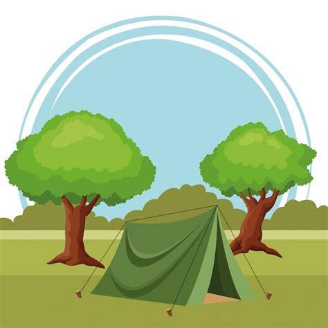 Barraca De Acampamento Com Rvores Ao Redor Vetor Premium