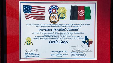 Flag flown over afghanistan certificate : Flag Flown Over Afghanistan Certificate : Hawks Fly Strong ...