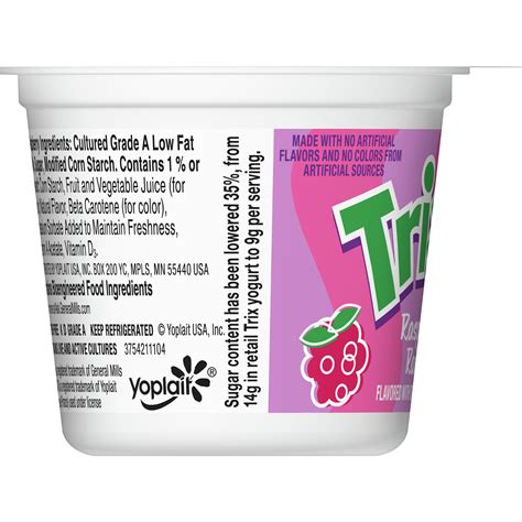Yoplait Trix Gluten Free Yogurt Single Serve Cup Raspberry Rainbow