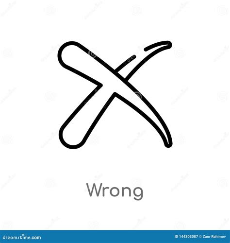 Outline Wrong Vector Icon Isolated Black Simple Line Element