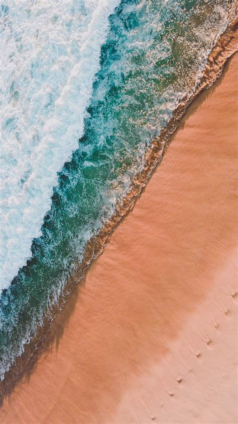 Drone Photo Sand Wave Foam Sea