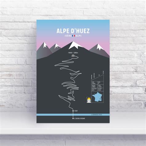 Alpe D Huez Cycling Print Gift Alp D Huez Poster Kola Kube Studio