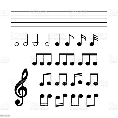 Collection Of Music Note Icon On White Background Vector Illustration