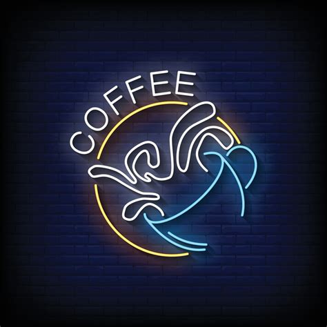 Coffee Neon Sign On Brick Wall Background Vector 7834799 Vector Art At