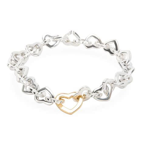 Tiffany Co Interlocking Hearts Bracelet In Yellow Gold Sterling Silver
