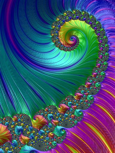 Fractal Spiral Kaleidoscope Of Colour Digital Art By Mo Barton