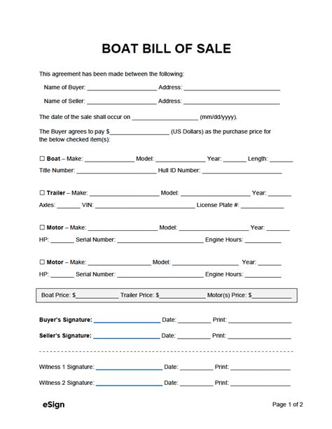 Ma Boat Bill Of Sale Template Printable Form Templates And Letter