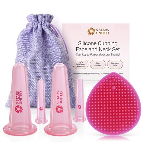 Silicone Facial Cupping Therapy Vacuum Massage Cup Kit 4 Cups