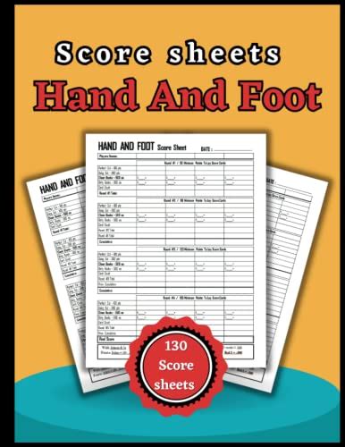 Hand And Foot Score Sheets 130 Pages Hand And Foot Score Pad For Score