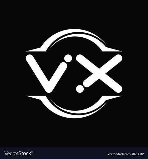 Vx Logo Monogram With Circle Rounded Slice Shape Vector Image