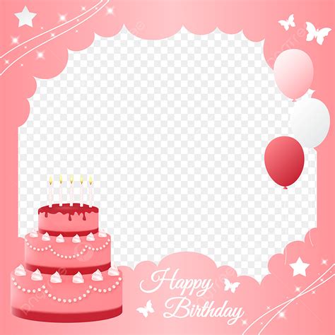 Bingkai Ulang Tahun Dengan Kue Dan Balon Selamat Ulang Tahun Kue