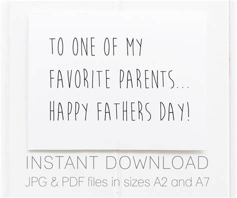 Printable Fathers Day Card To One Of My Favorite Parents Etsy
