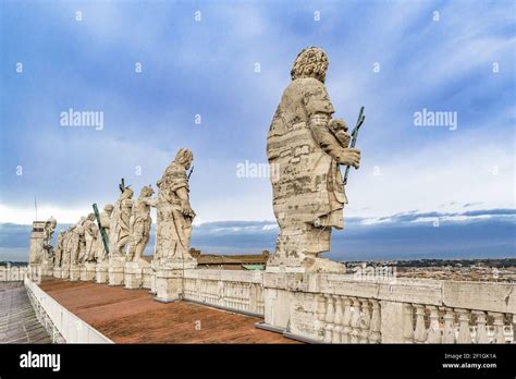 Statues Of The Apostles Saint Peters Basilica Vatican City Stock Photo