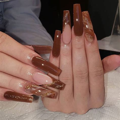 instagram long square acrylic nails brown acrylic nails long acrylic nail designs