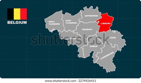 Limburg Map Limburg Red Highlighted Belgium Stock Vector Royalty Free