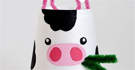 Foam Cup Crafts Safari And Farm Animal Set A Cow For Kids And