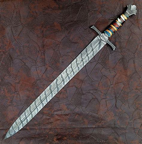 Custom Handmade Hand Forged Damascus Steel Splendid Sword Us Knife