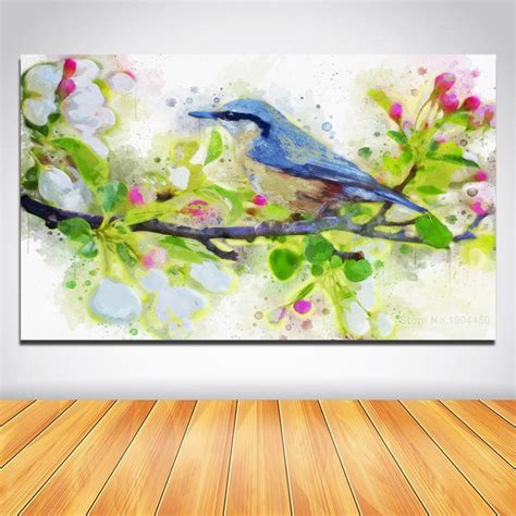 Unframed Canvas Painting Colorful Flower Bird Modular Picture Hd Prints