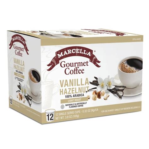 Marcella Gourmet Vanilla Hazelnut Coffee Pods 12Kcups Light Roast