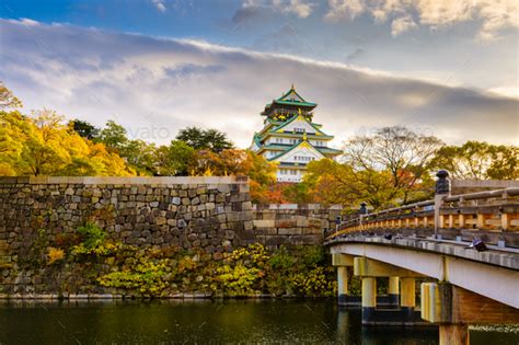 Osaka castle was rebuilt by tokugawa hidetada in the 1620s, but its main castle tower was struck by lightening in 1665 and burnt down. Osaka Castle in Autumn Stock Photo by SeanPavonePhoto ...
