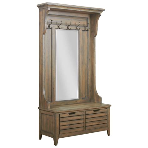 Kincaid Furniture Mill House Warren Solid Wood Hall Tree With Mirror