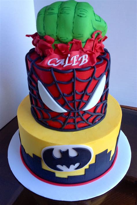 It is a two layer cake. Super Hero cake for Caleb's 4th birthday www.thepicnicbasket.net | Superhero cake, Cake, Themed ...