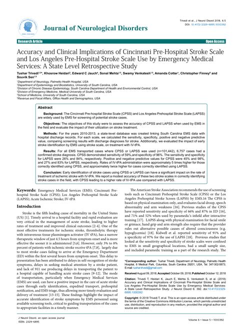 It tests three signs for abnormal findings which may indicate that the patient is having a stroke. (PDF) Accuracy and Clinical Implications of Cincinnati ...