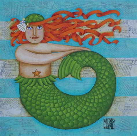 16x16 Mixed Media Mermaid By Me Artist Trading Cards Mermaid Folk Art
