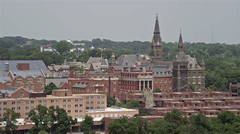 48k Stock Footage Aerial Video Of Georgetown University Buildings In