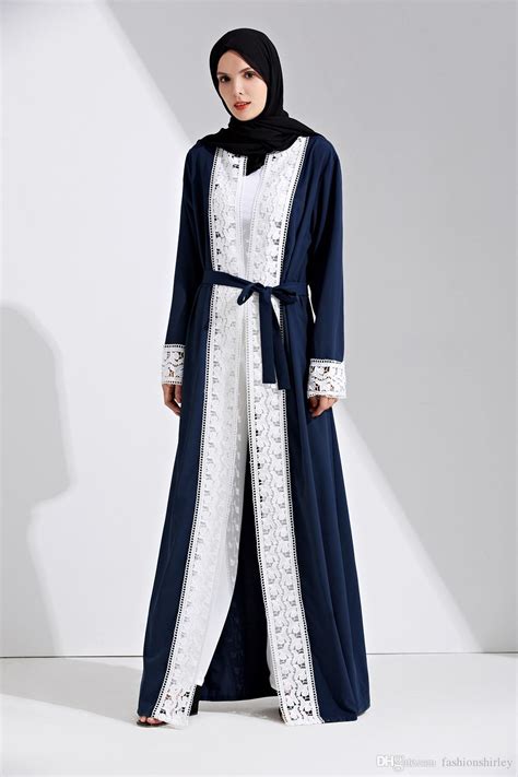 2020 elegant muslim abaya dress lace cardigan long robes kimono jubah ramadan arabic dubai