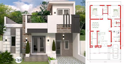 Brilliant Home Design Plan 9x12m With 2 Bedrooms Engineering Discoveries