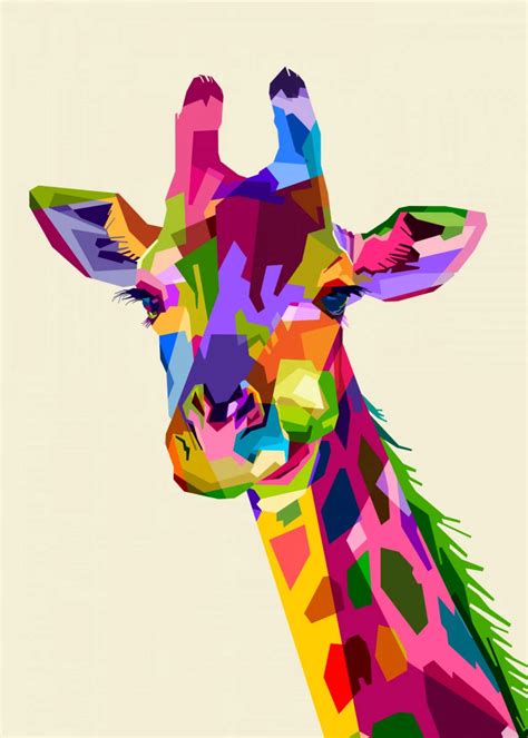 Colorful Giraffe Head Poster Print By Peri Priatna Displate Pop
