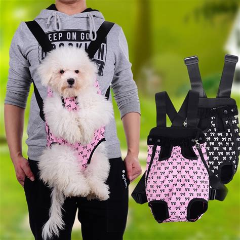Pet Dog Front Chest Cotton Backpack Carriers With Cute Bowknot Pattern
